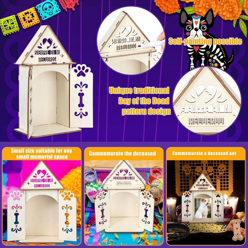 Yookeer Dia De Los Muertos Altar Dog Ofrenda, Poplar Plywood Self Painting Color Dog, Paw and Bone Papel Picado, The Day of The Dead Supplies for Dia De Los Muertos Decorations - Image 5